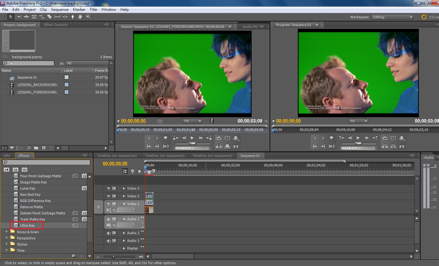 Premiere單色去背