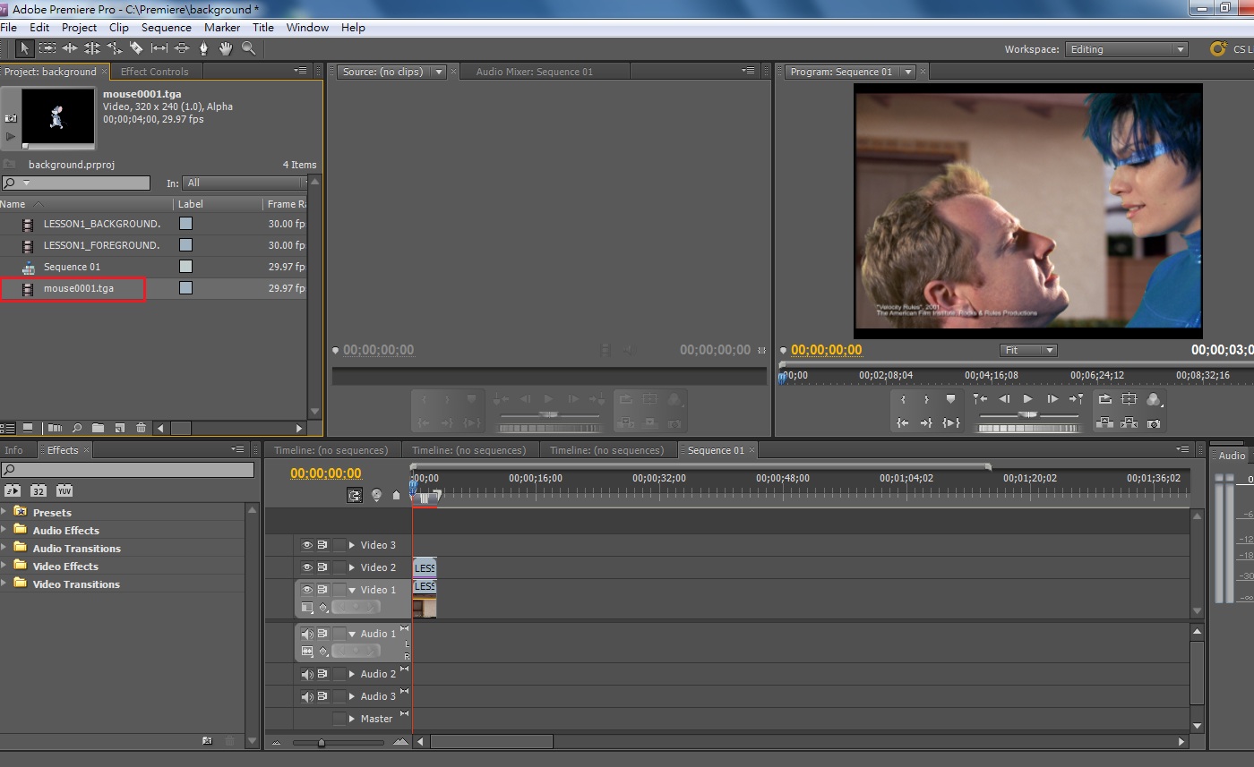 Premiere的TGA檔去背